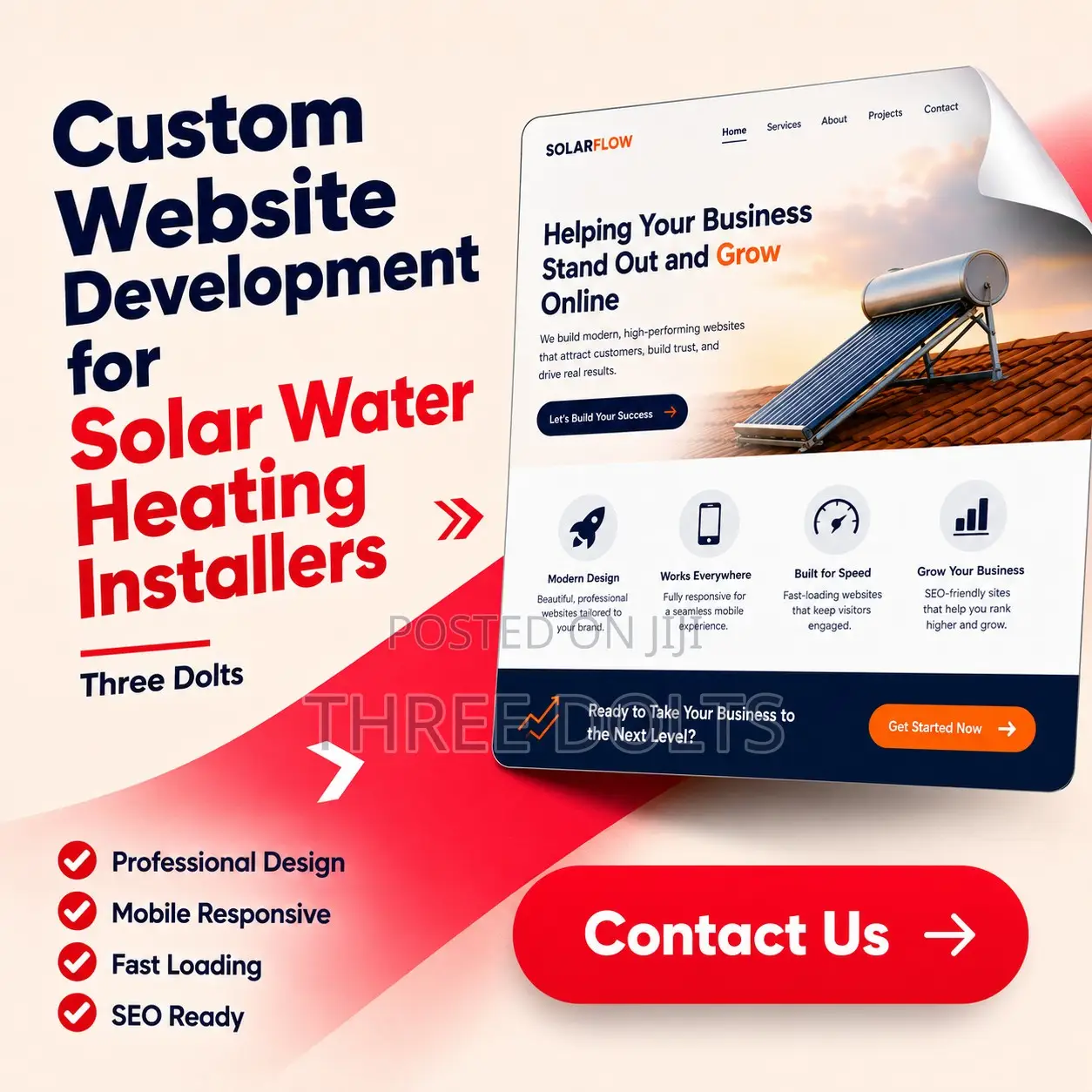 Custom Website Development for Solar Water Heating Installers