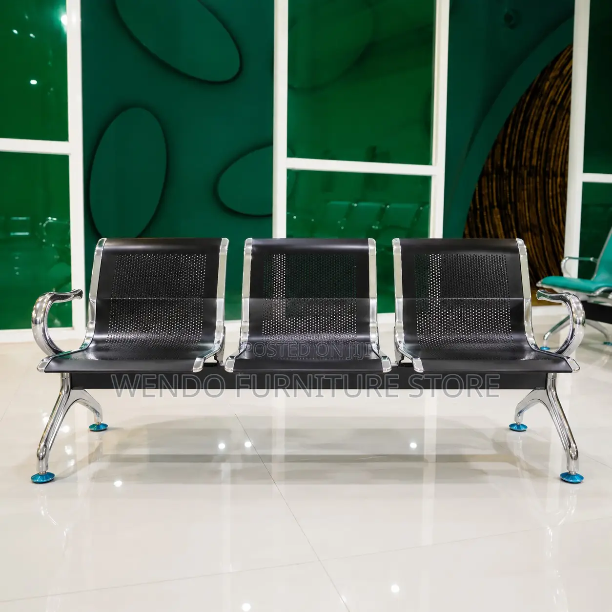 Office Benches; Three Seaters Metallic Front Office Bench for Visitors