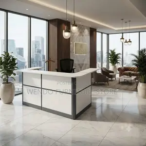 Reception Desk; 1.8 Meter White Classic Office Reception M67X Desk