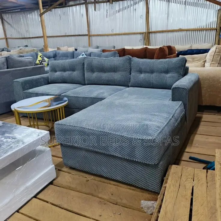 5 Seater Blue Grey L-Shaped Sofa: Hot Deal!!