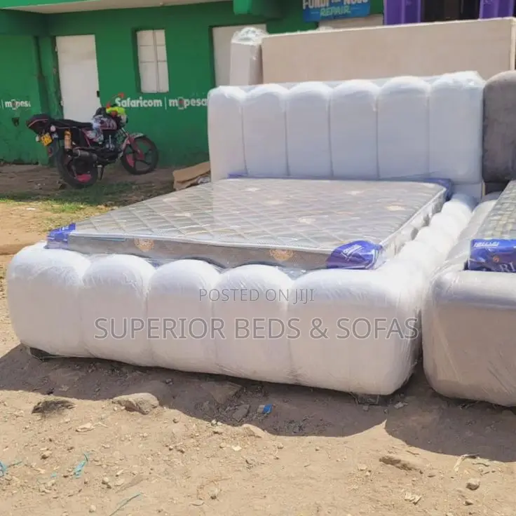 5 Seater Cream Bubble Bed Frame: Pay on Delivery
