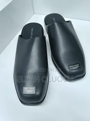 PHILIP PLEIN _BLACK_Leather_ _Mules_Sizes; 39,40, 41, 42,_ _43, 44, 45