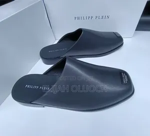 PHILIP PLEIN _BLACK_Leather_ _Mules_Sizes; 39,40, 41, 42,_ _43, 44, 45