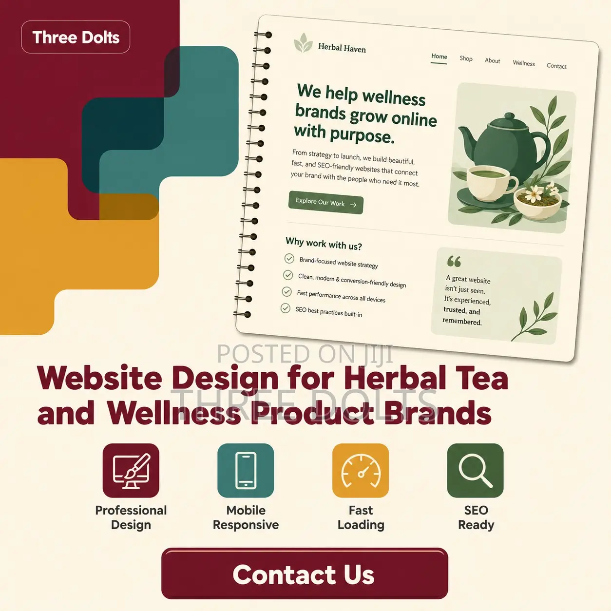 Website Design for Herbal Tea and Wellness Product Brands