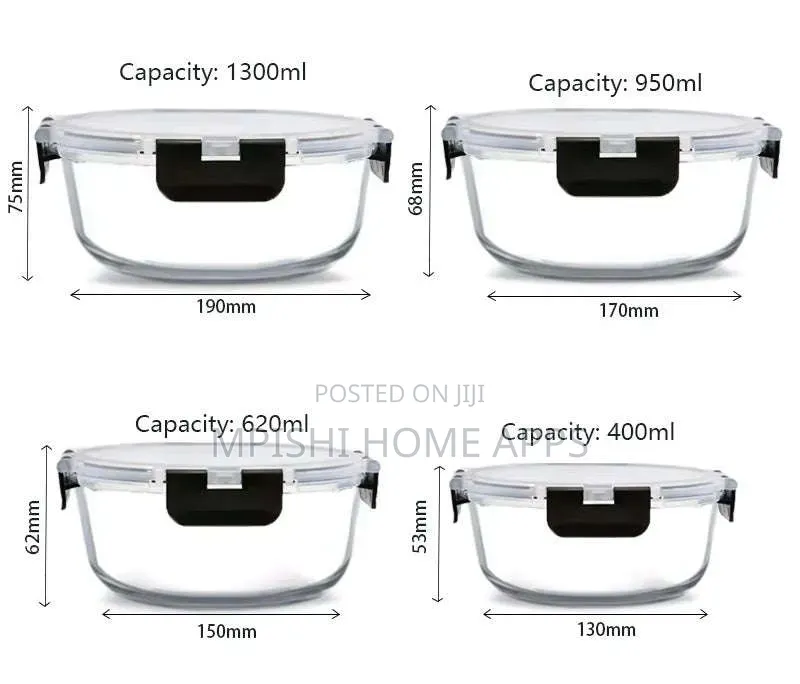 4 Pieces Round Food Storage Container Set