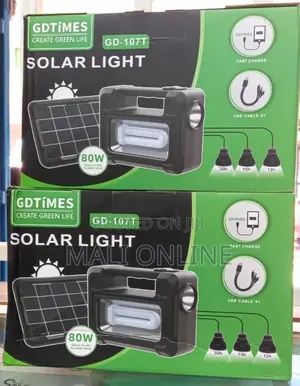 Solar Light Kit 80W 5000mAh Portable 3 LED Bulbs 30H Runtime