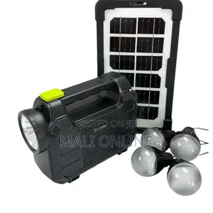 Solar Lighting System Kit 4 LED Bulbs FM Radio Emergency Backup