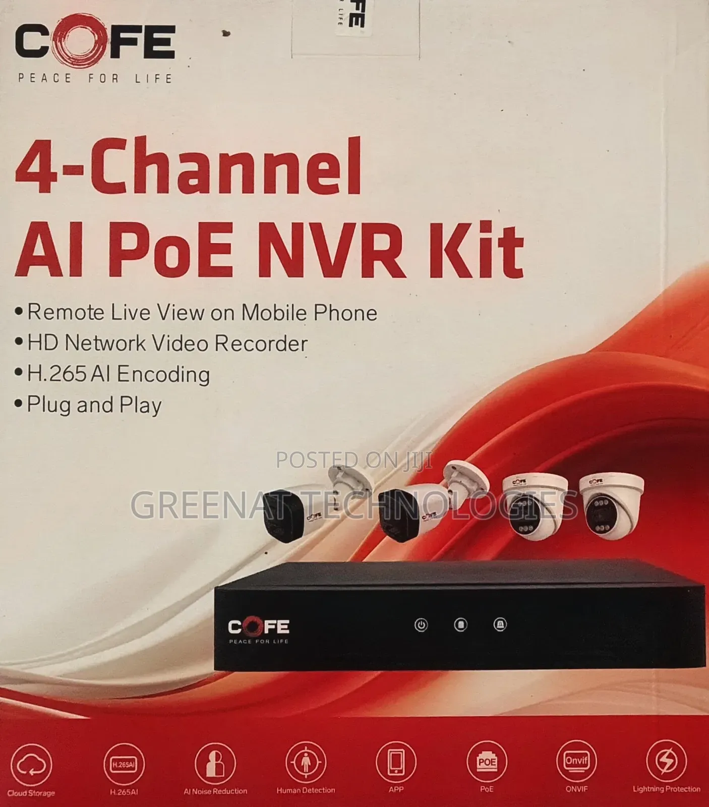 COFE 4-Channel AI PoE NVR Kit 3MP Camera