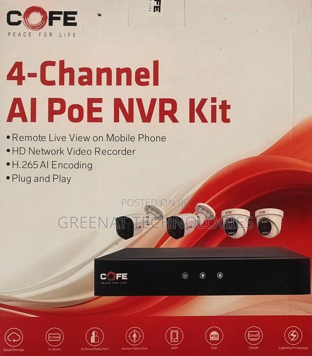 COFE 4-Channel AI PoE NVR Kit 3MP Camera