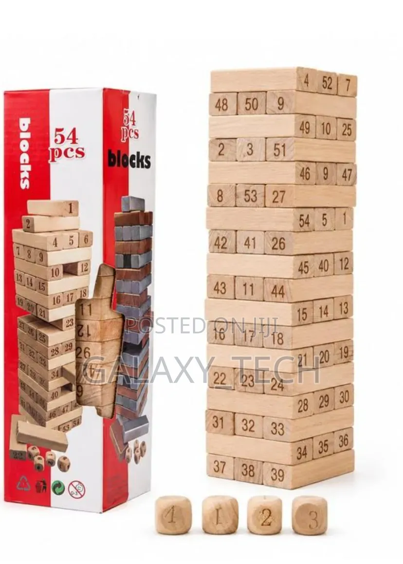 54pcs Wooden Block Tower Jenga-Style Game