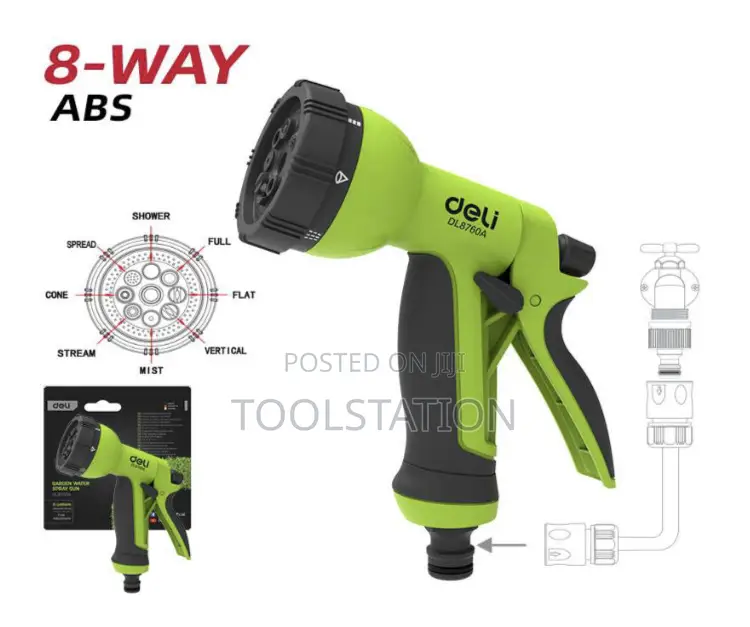Garden Water Spray Gun 8-Way Heavy Duty EDL8760A