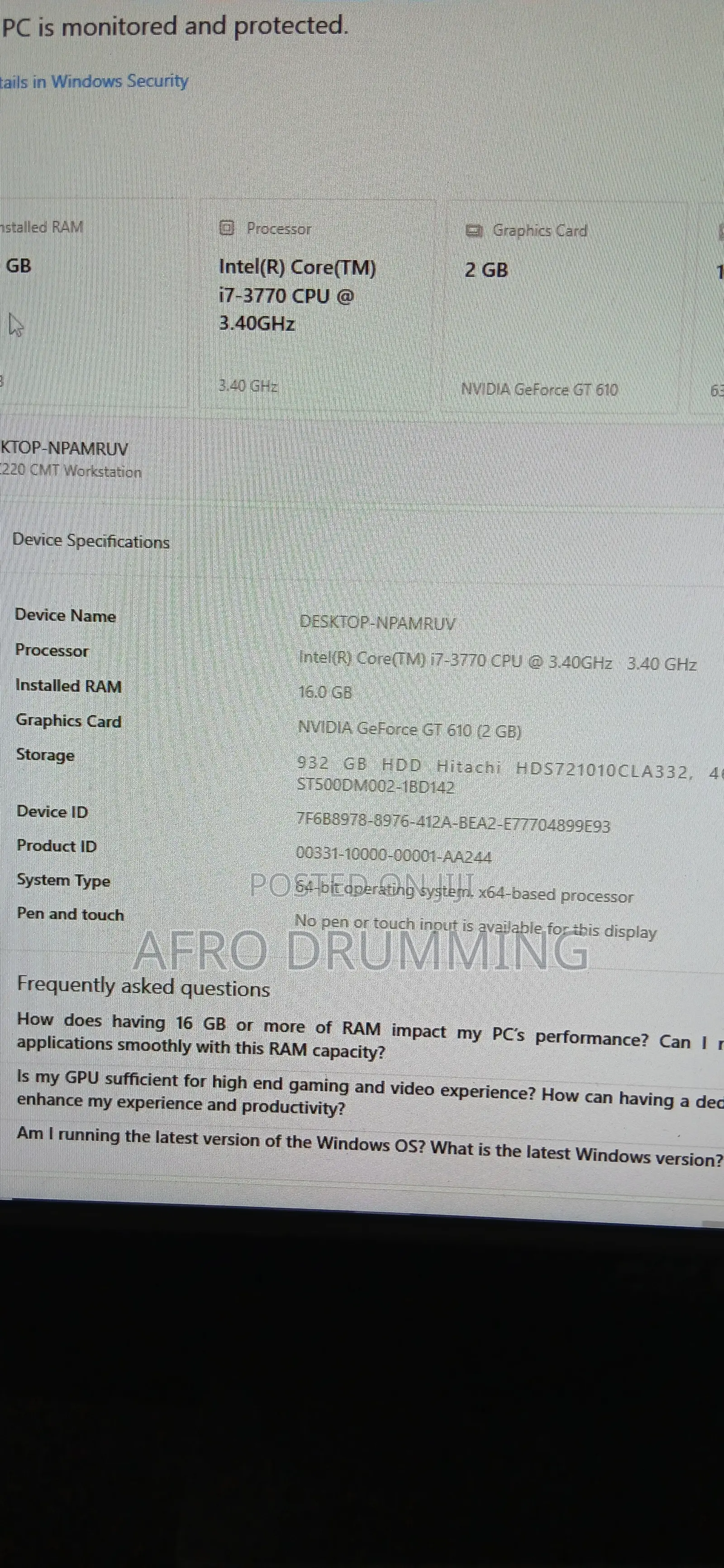 Desktop Computer HP Z220 16GB Intel Core i7 HDD 2T