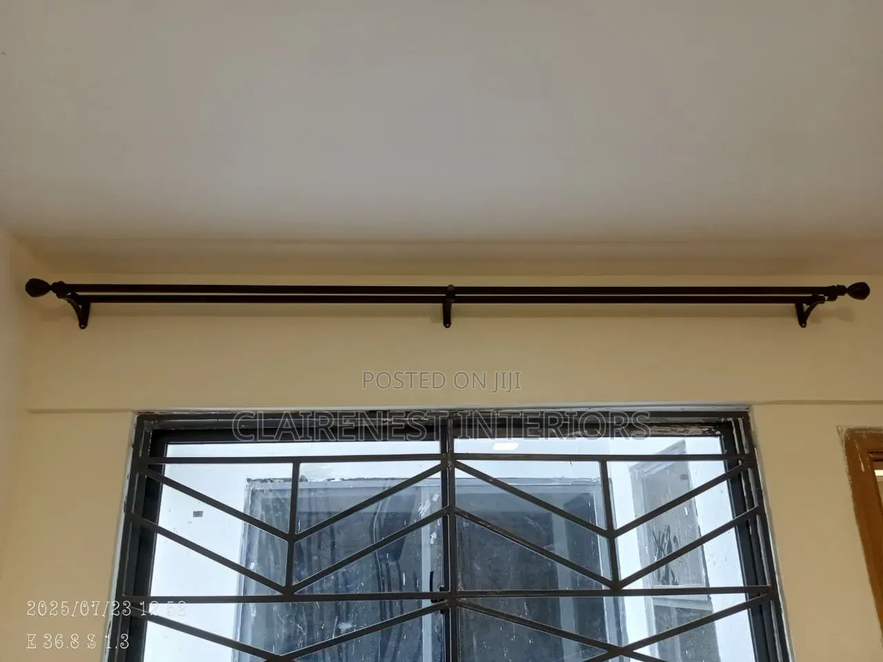 Window Elevation With Powder Coated Window Curtain Rods