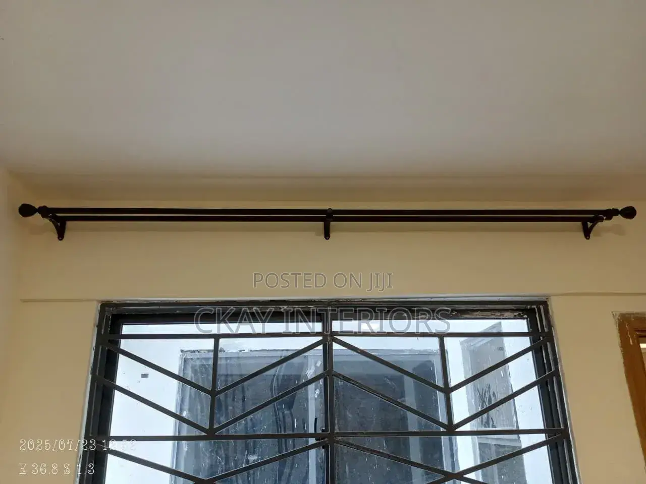 Window Elevation With Powder Coated Window Curtain Rods