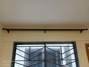 Window Elevation With Powder Coated Window Curtain Rods