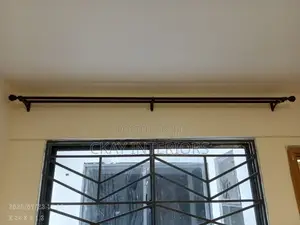 Window Elevation With Powder Coated Window Curtain Rods