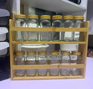 12 in 1 Wooden Spice Rack With Glass Spice Jars