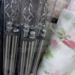 2m Double Black and Silver Adjustable Window Curtain Rods