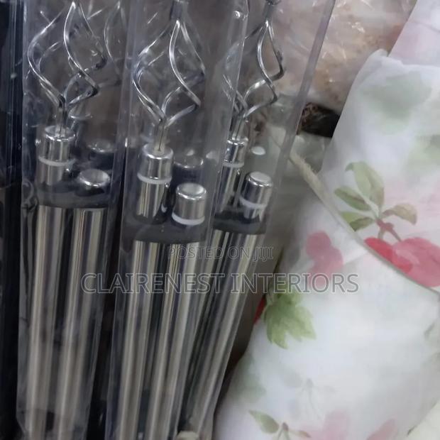 2m Double Black and Silver Adjustable Window Curtain Rods - thumbnail 2