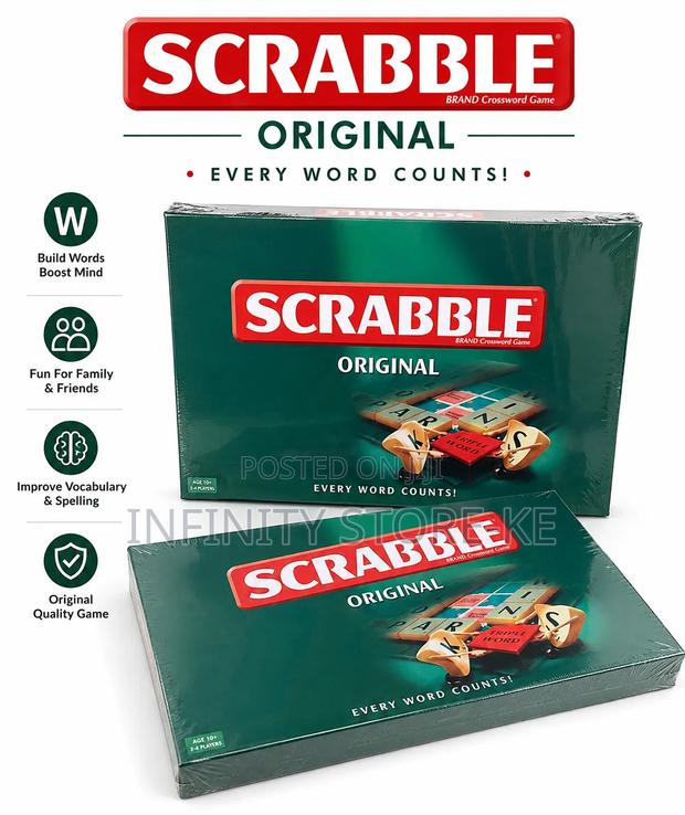 Original Scrabble Board Game - Large Classic Family Word Puzzle Game