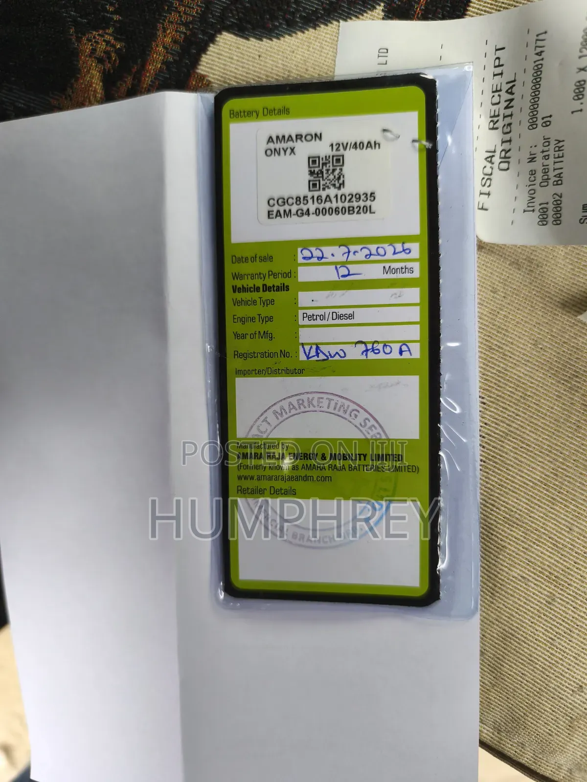 Efb Amaron Battery