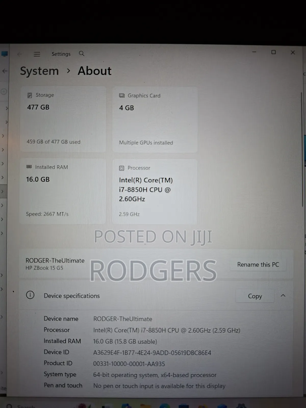 Laptop HP ZBook 15 G5 16GB Intel Core i7 SSD 512GB