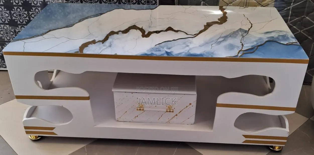 Blue Marble Strong Wooden TV Stand With Storage Cabinets - Pt