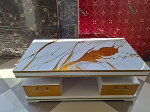 Gold Marble Finish Wooden TV Stand – Premium Modern Entertainment Unit