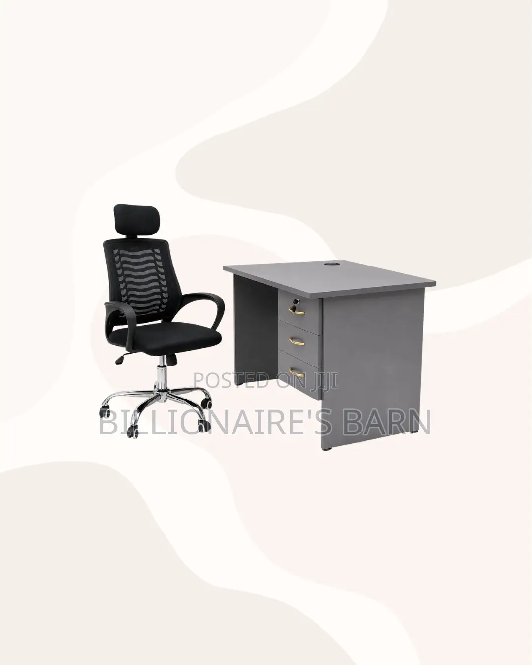 Modern 1m Desk and Headrest Mesh Chair for Office Tasks