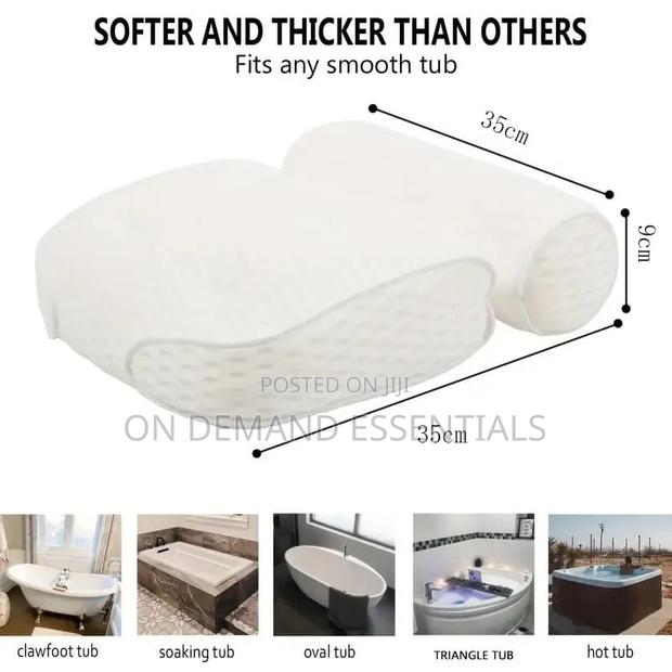 Bathtub Pillow With Anti Slip Suction Cup for Neck and Back Support - thumbnail 6