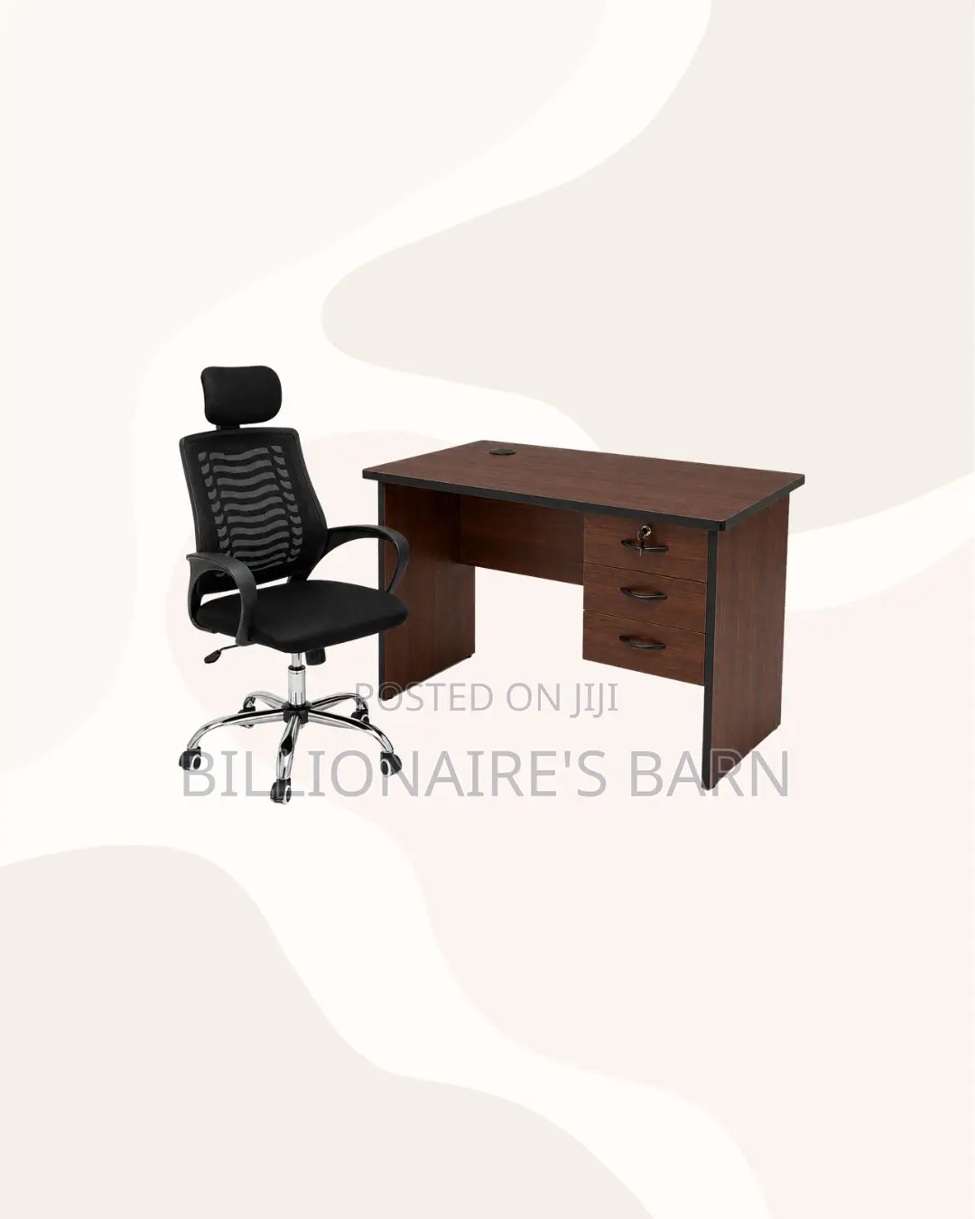 Modern 1m Desk and Headrest Mesh Chair for Desk Productivity