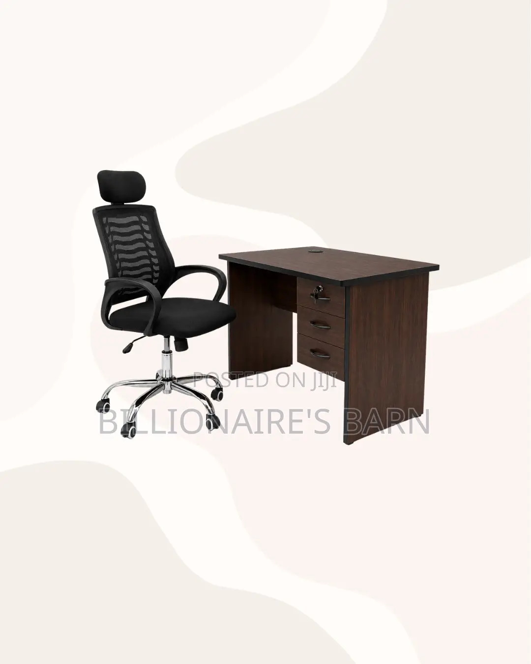 Modern 1m Desk and Headrest Mesh Chair for Desk Productivity