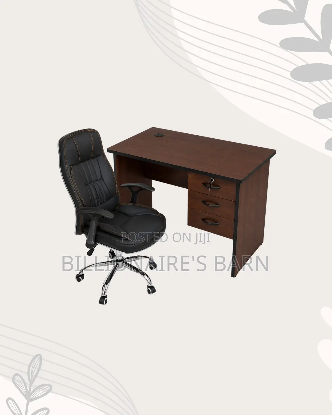 Practical 1m Desk and C35 Executive Leather Chair for Office Corners