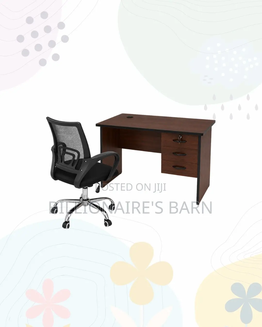 Modern 1m Desk and Secretarial Mesh Chair for Office Tasks