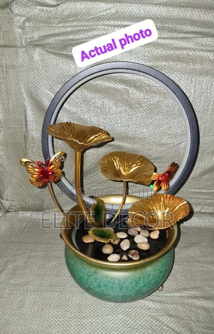 Elegant LED Electric Mini Water Fountain in Metallic Pot