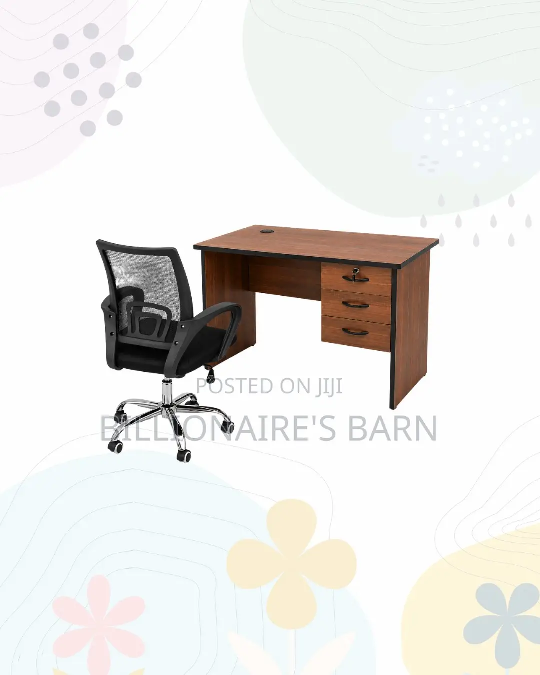 Modern 1m Desk and Secretarial Mesh Chair for Home Office