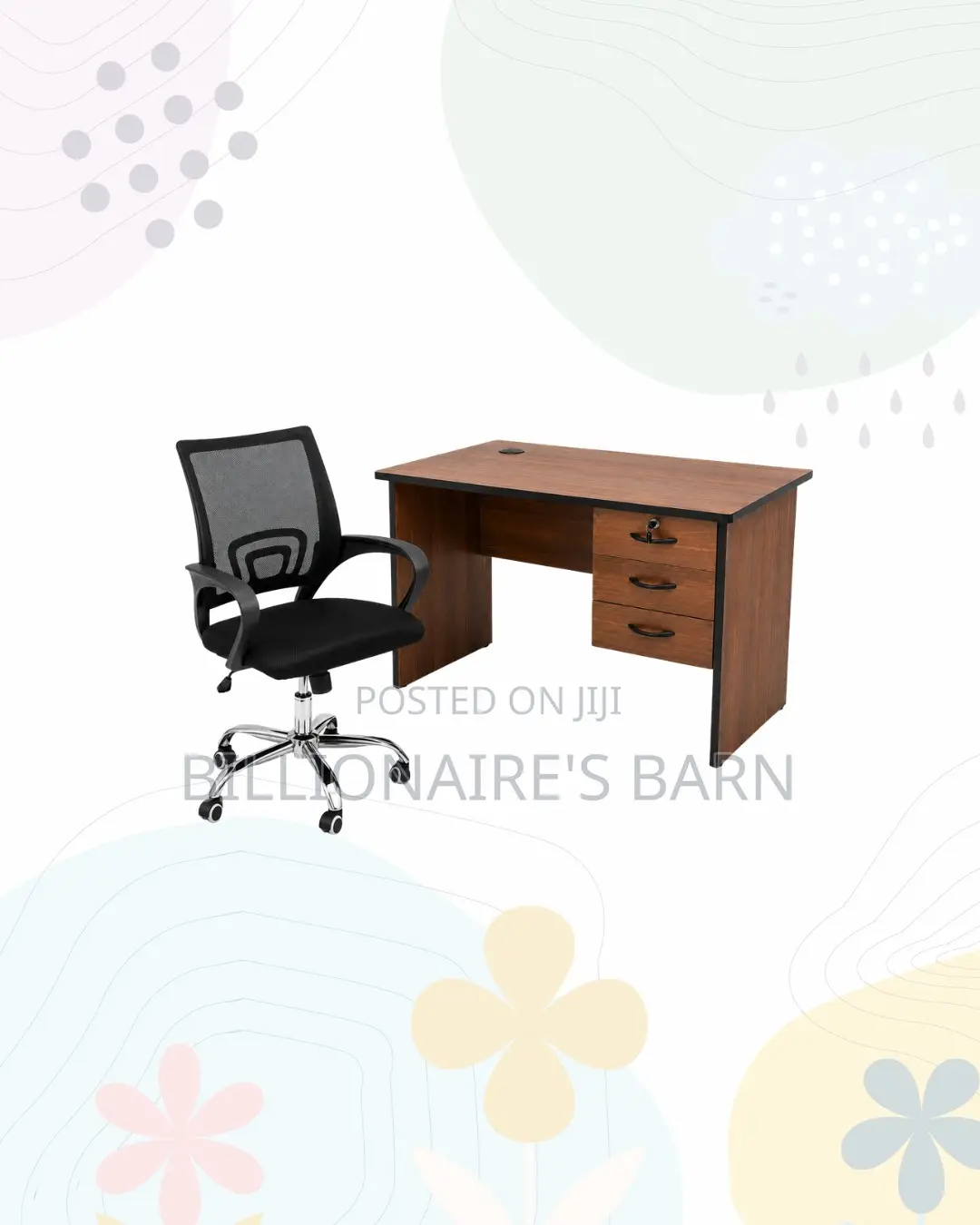 Modern 1m Desk and Secretarial Mesh Chair for Home Office