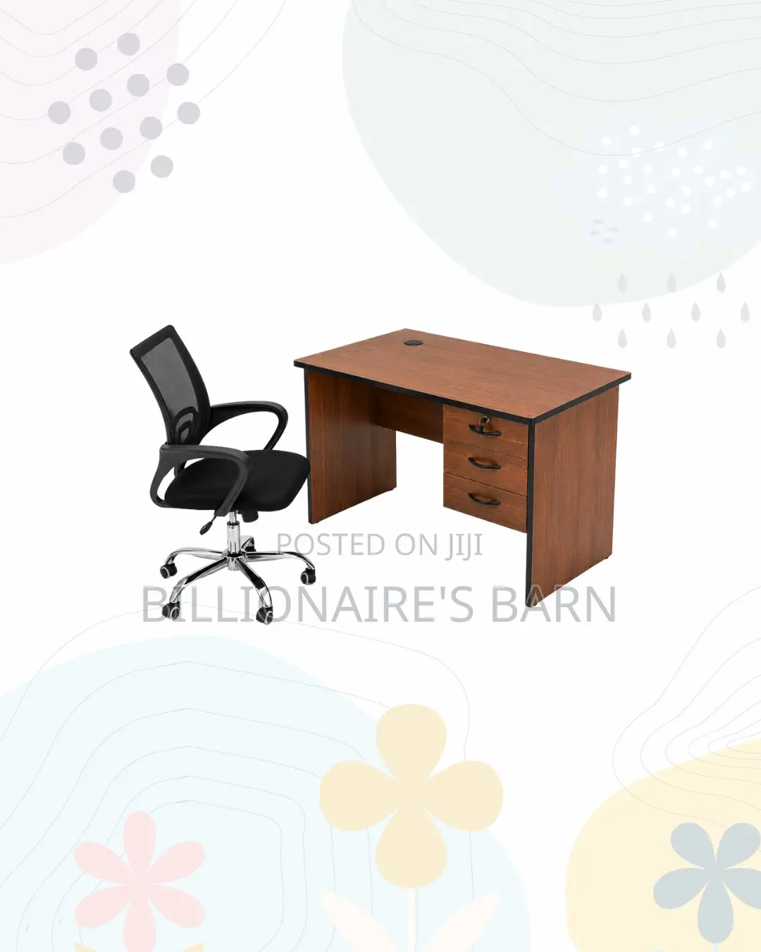 Modern 1m Desk and Secretarial Mesh Chair for Home Office