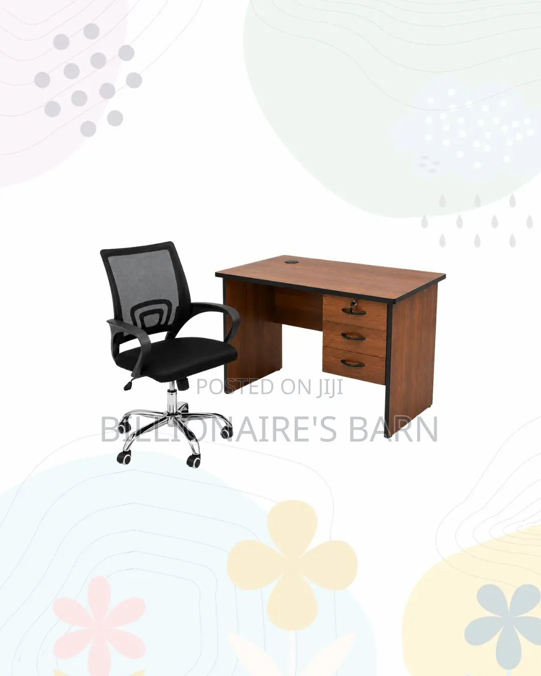 Modern 1m Desk and Secretarial Mesh Chair for Home Office