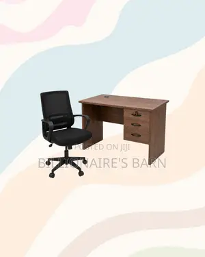 Desk and Black Mid-Back Ergonomic Mesh Chair for Daily Productivity