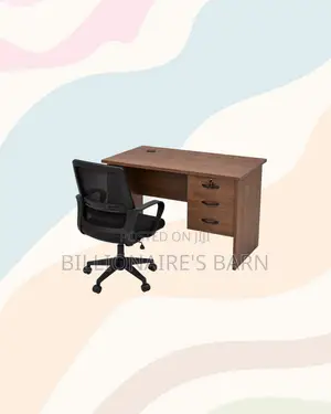 Desk and Black Mid-Back Ergonomic Mesh Chair for Daily Productivity