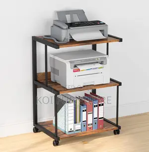 Office Wooden Printer and Stamp Carrier Stand