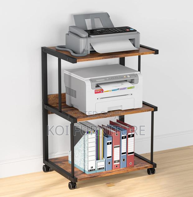 Office Wooden Printer and Stamp Carrier Stand