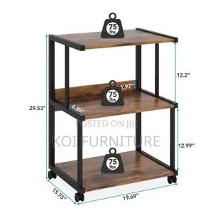 Office Wooden Printer and Stamp Carrier Stand