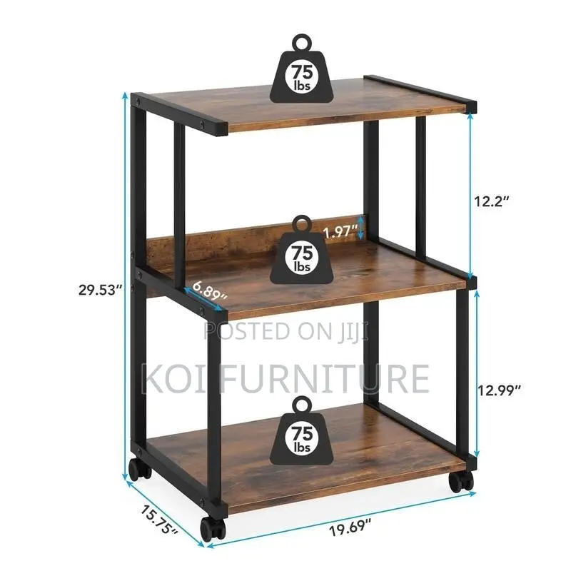 Office Wooden Printer and Stamp Carrier Stand