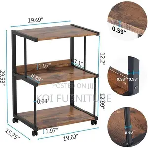 Office Wooden Printer and Stamp Carrier Stand