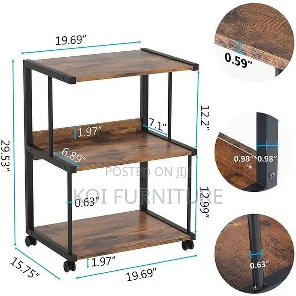 Office Wooden Printer and Stamp Carrier Stand