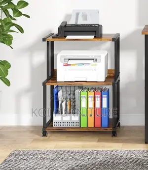 Office Wooden Printer and Stamp Carrier Stand