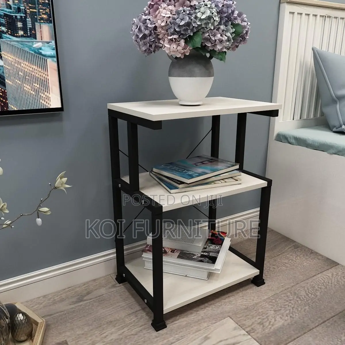 Office Wooden Printer and Stamp Carrier Stand