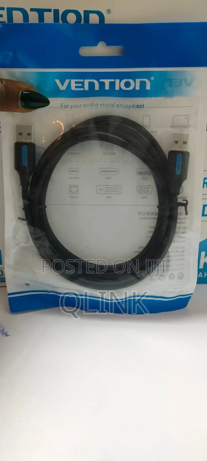 Vention USB 2.0 a Male to a Male Cable 1.5M Black PVC Type